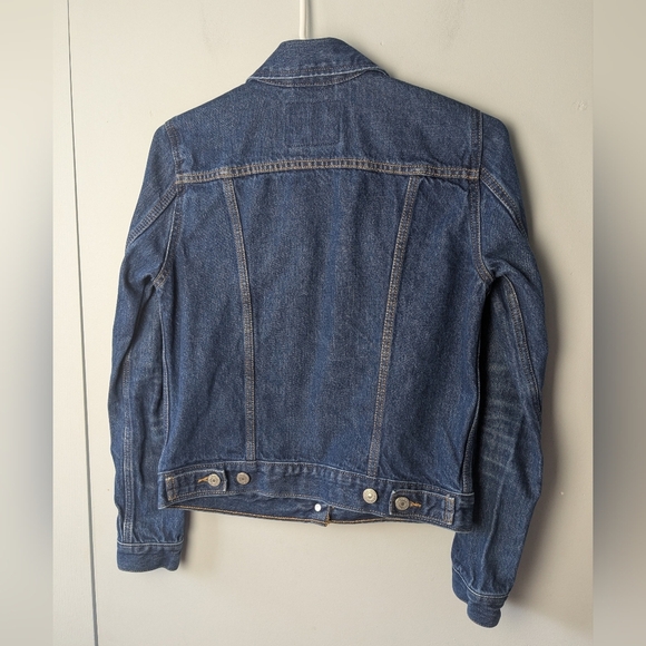 LEVI'S Women Jeans Jacket Size S Navy Blue With Pockets Button Down 100% Cotton - Picture 8 of 13